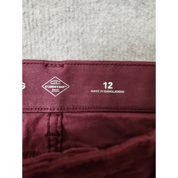 St Johns Bay Bootcut Corduroy Pants Womens 12 Burgundy Slimming Stretch NEW - Picture 10 of 13